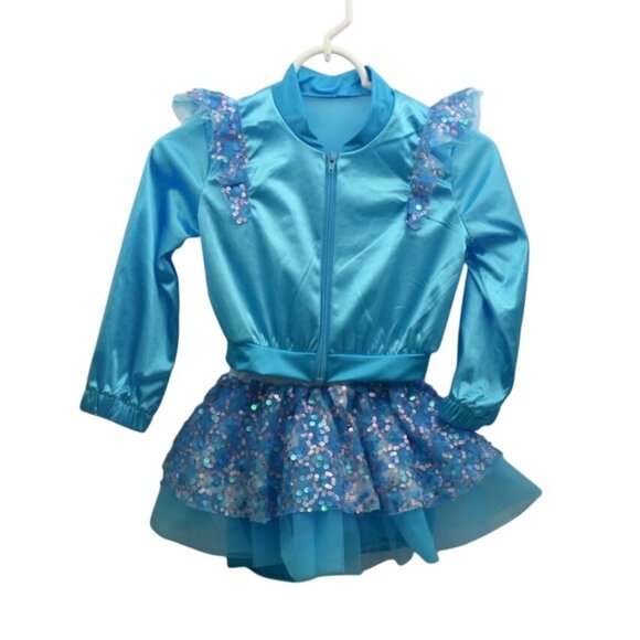 Weissman Girls Dance Costume 2 Piece Jacket Dress with Sequined Tutu Size IC 7 8 - Picture 1 of 9